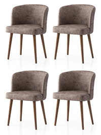 Hanah Home Zen - 4204 V4 Juego de 4 Sillas Negro y Visón